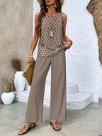 Conjunto feminino duas peças calça e top fluido em várias cores