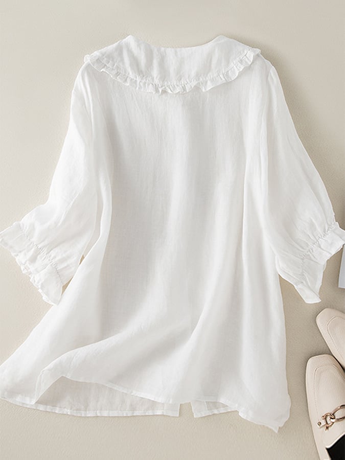 Cassia | Blusa Feminina Gola Folhada com Botões