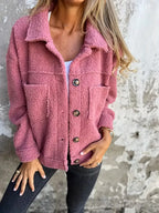 Quinn | Casaco Feminino Oversized Teddy com Botões