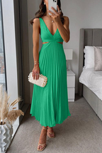 Giselle | Vestido Midi Plissado Cetim Feminino