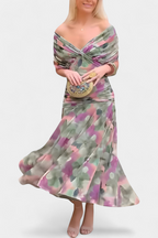 Selene | Vestido Floral Feminino Decote V Saia Longa