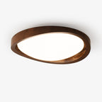 Veda | Candeeiro de Teto Flush | Efeito Madeira, Luz Tri-Cor | Tecido Moderno
