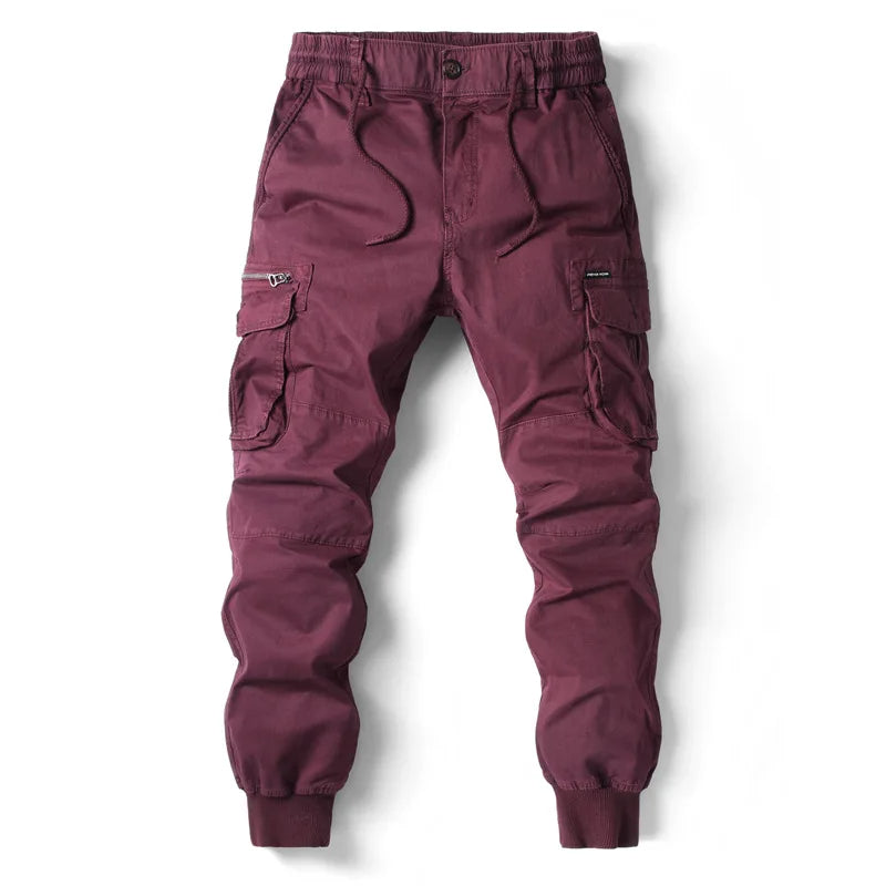 Willa | Calças Cargo Jogger Homem Multi-Bolsos Streetwear