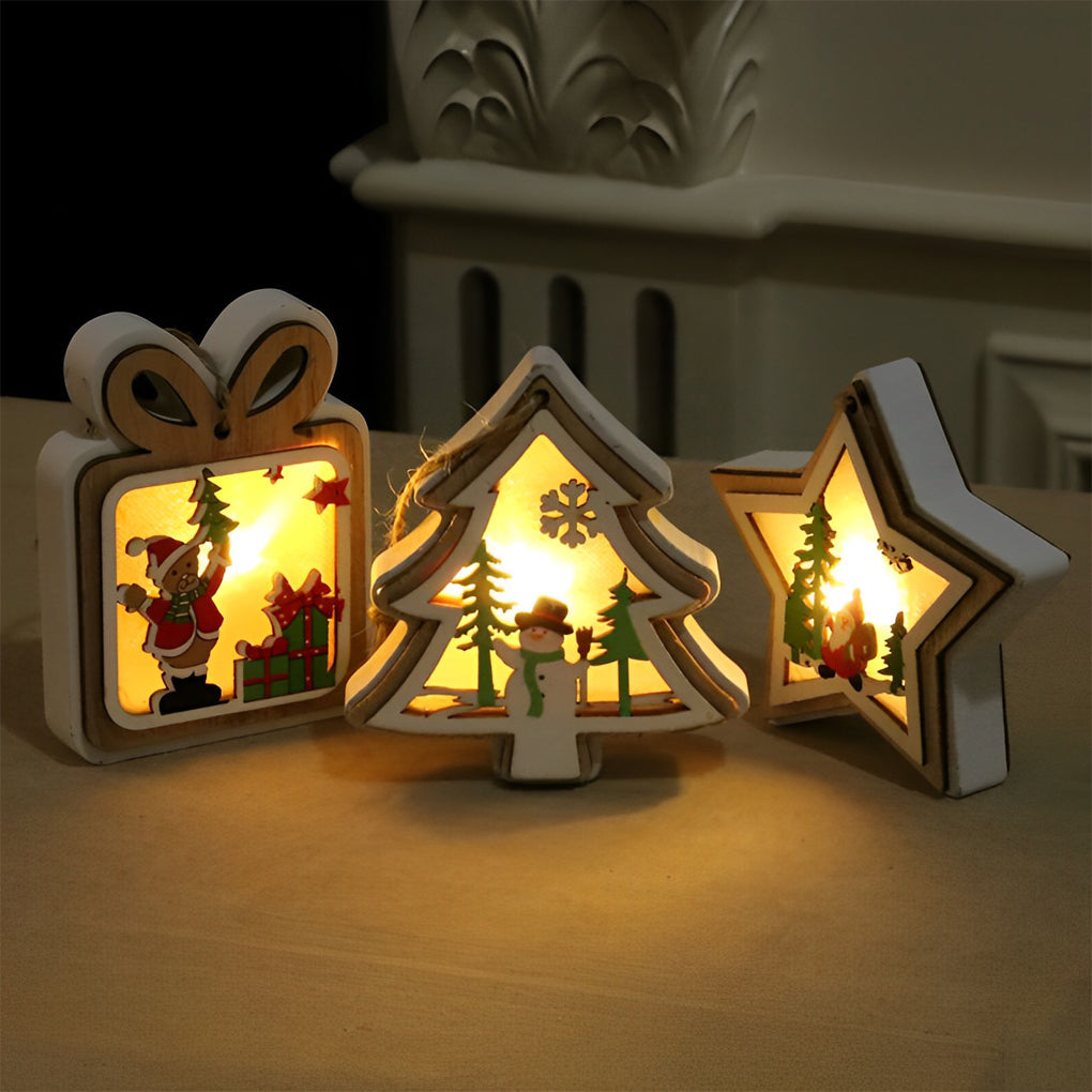 Uma | Enfeites de Natal em Madeira | Decoração Suspensa, Formas Natalinas | 2 Peças