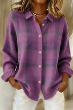 Perla | Mulher Cardigan Tricot Xadrez Relaxed Fit