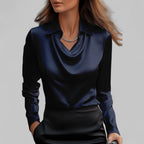 Mulher Blusa Cetim Gola Xale