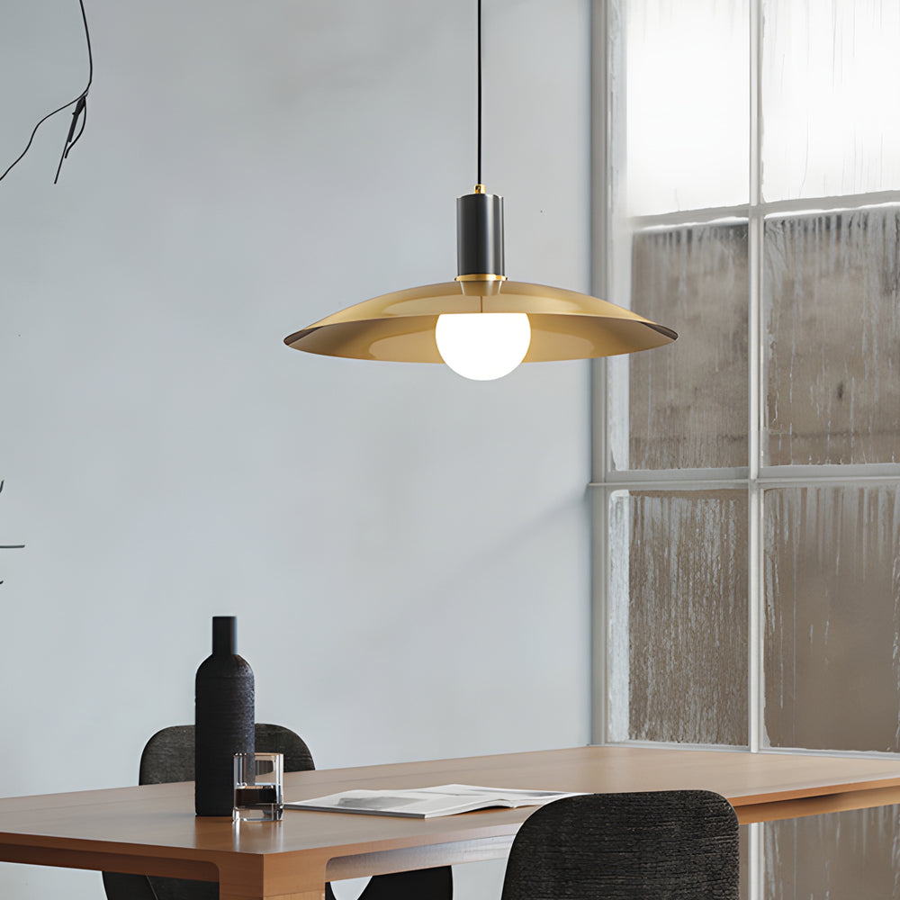 Candeeiro Suspenso de Latão | Mid-Century, 1 Luz, Vidro Leitoso | Calla