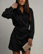 Wynne | Vestido Mini Manga Longa com Detalhe Cruzado