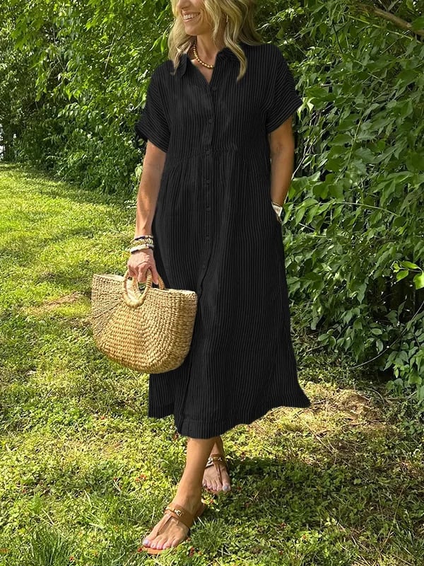 Greta | Vestido Longo Feminino Maxi Botões Frontais
