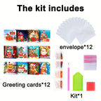 Embla | Kit 12 Cartões de Felicitações Diamond Painting Natal Ano Novo