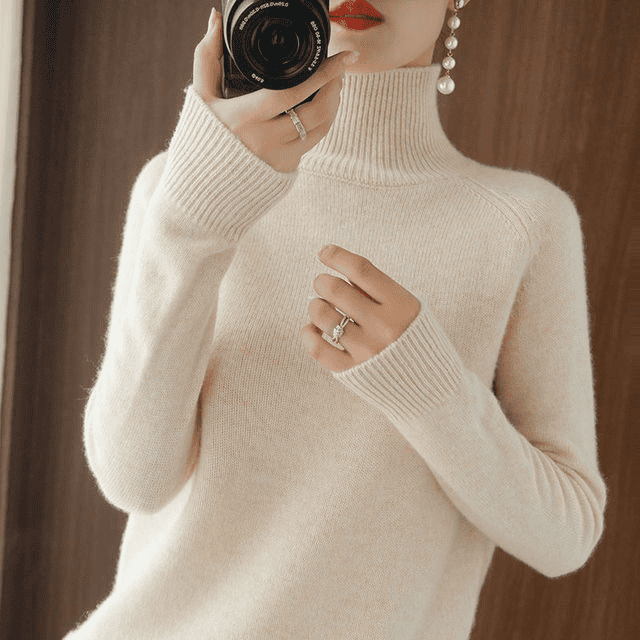 Mulher Camisola Gola Alta Inverno