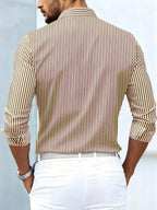 Camisa Masculina Listrada Manga Longa Vintage