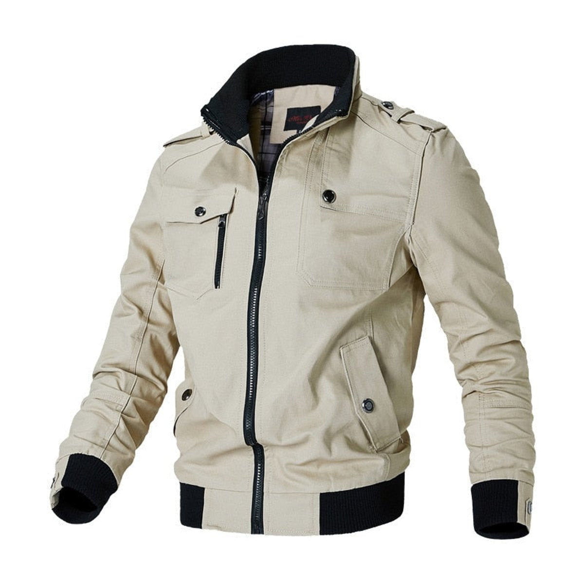 Kaia | Homem Bomber Jacket Militar Algodão Multipockets