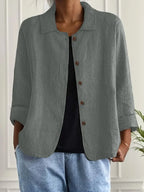 Perla | Mulher Cardigan Camisa Algodão Linho