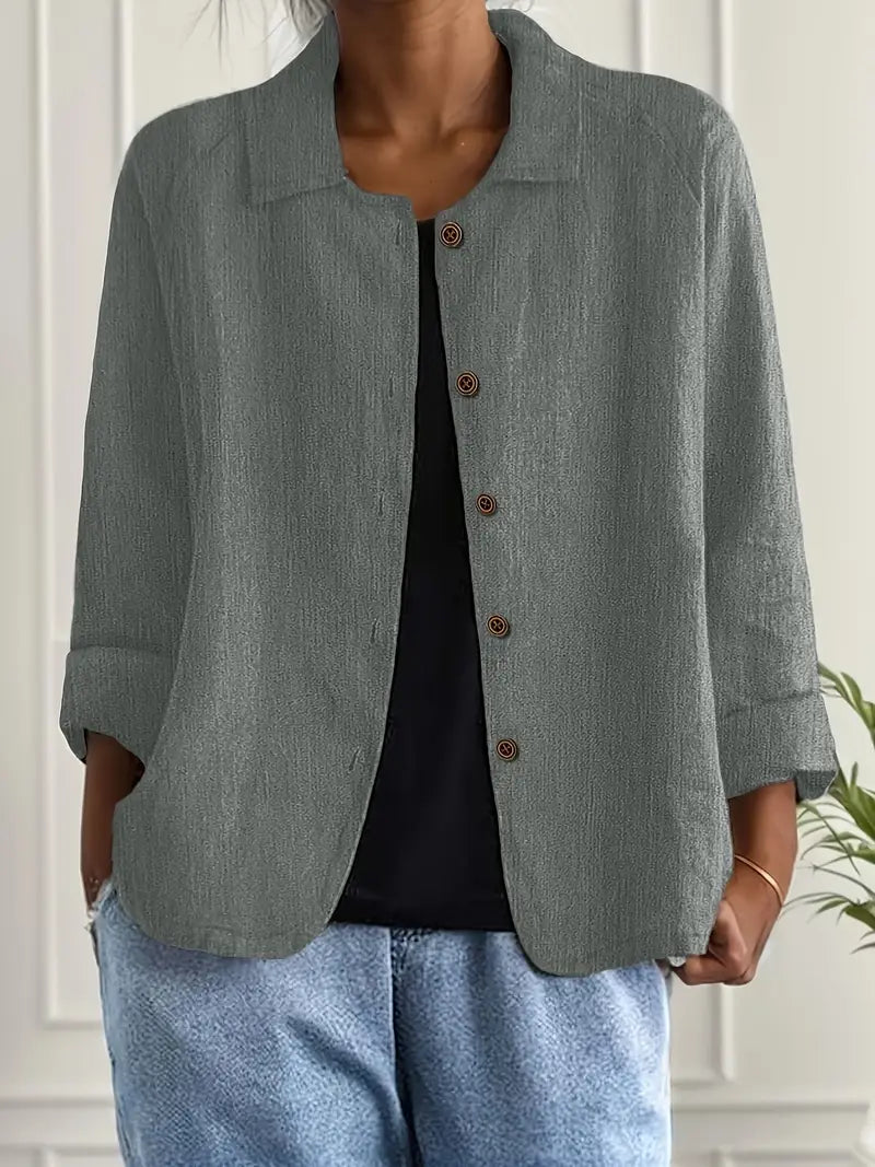 Perla | Mulher Cardigan Camisa Algodão Linho