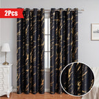 Aria | Cortinas Blackout | Estampa Mármore Bronzeado, 2 Peças | Sala e Quarto