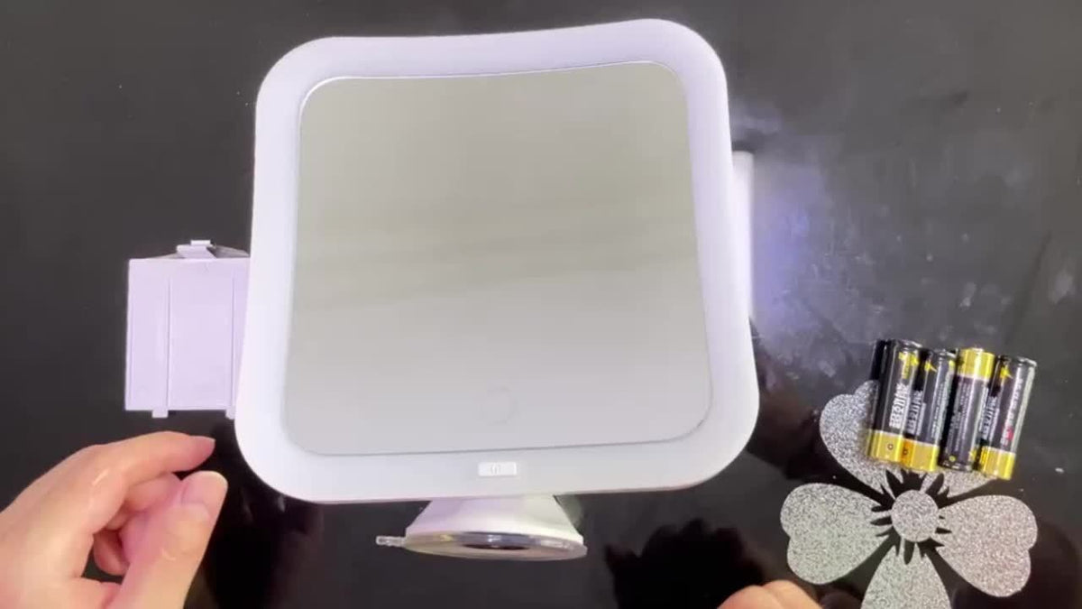 Soraya | Espelho de Maquiagem com Aumento 10x | Luz LED, Toque e Ventosa | Prata