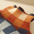 Mulher Camisola de Gola Alta Cashmere Patchwork
