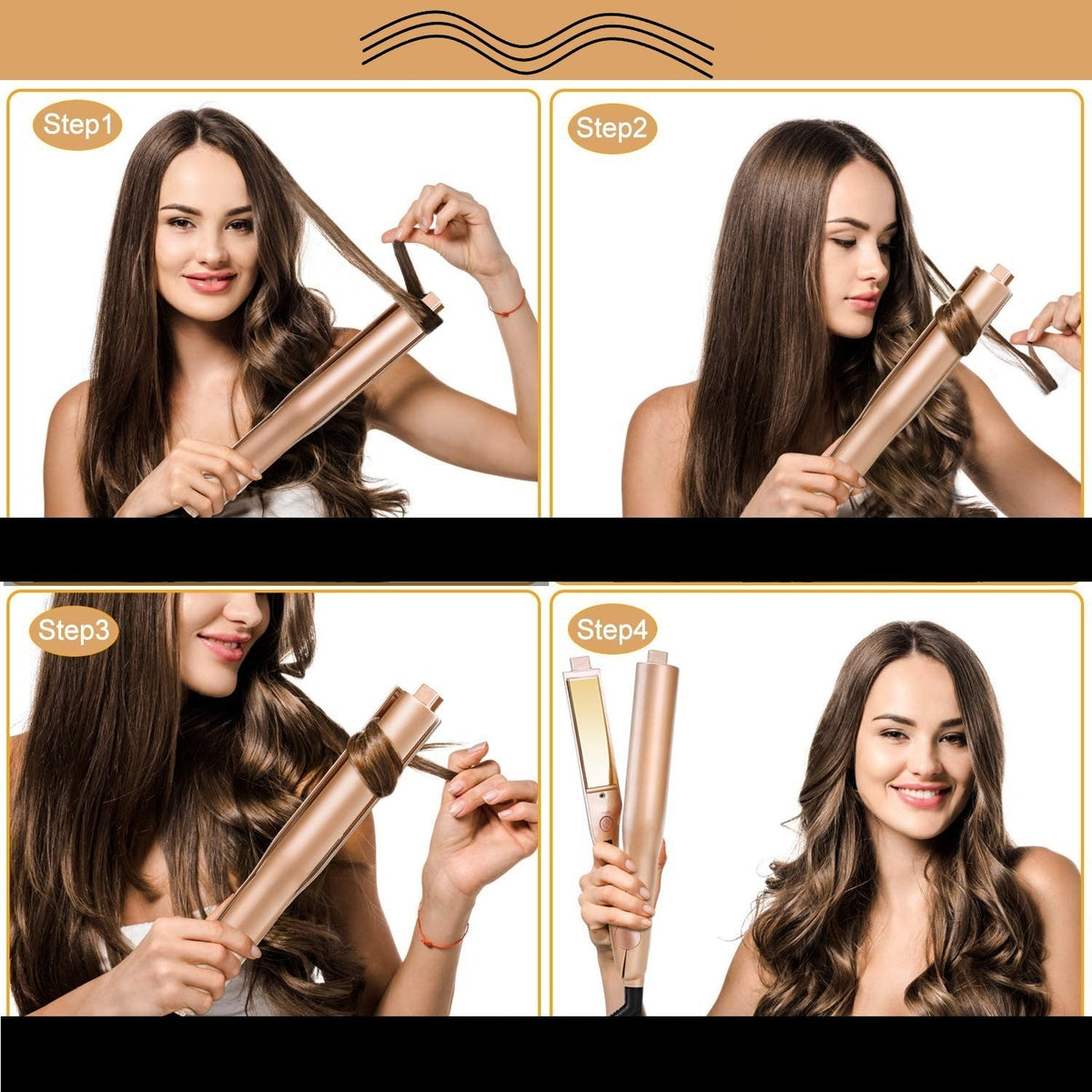 Marlow | Modelador de Cabelo 2 em 1 | Prancha e Modelador de Cachos | Aquecimento 30s, 4 Temperaturas