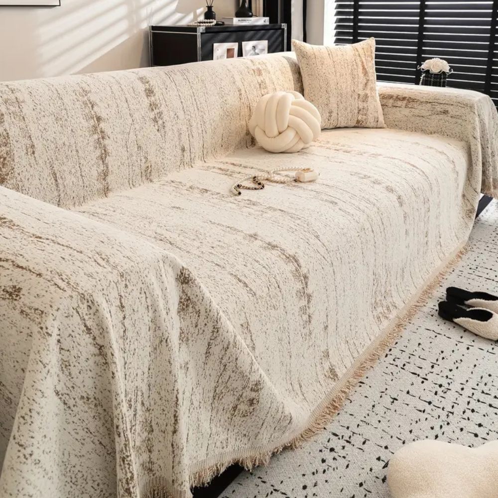 Capa de sofá chenille proteção completa contra pelos e manchas