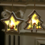 Uma | Enfeites de Natal em Madeira | Decoração Suspensa, Formas Natalinas | 2 Peças