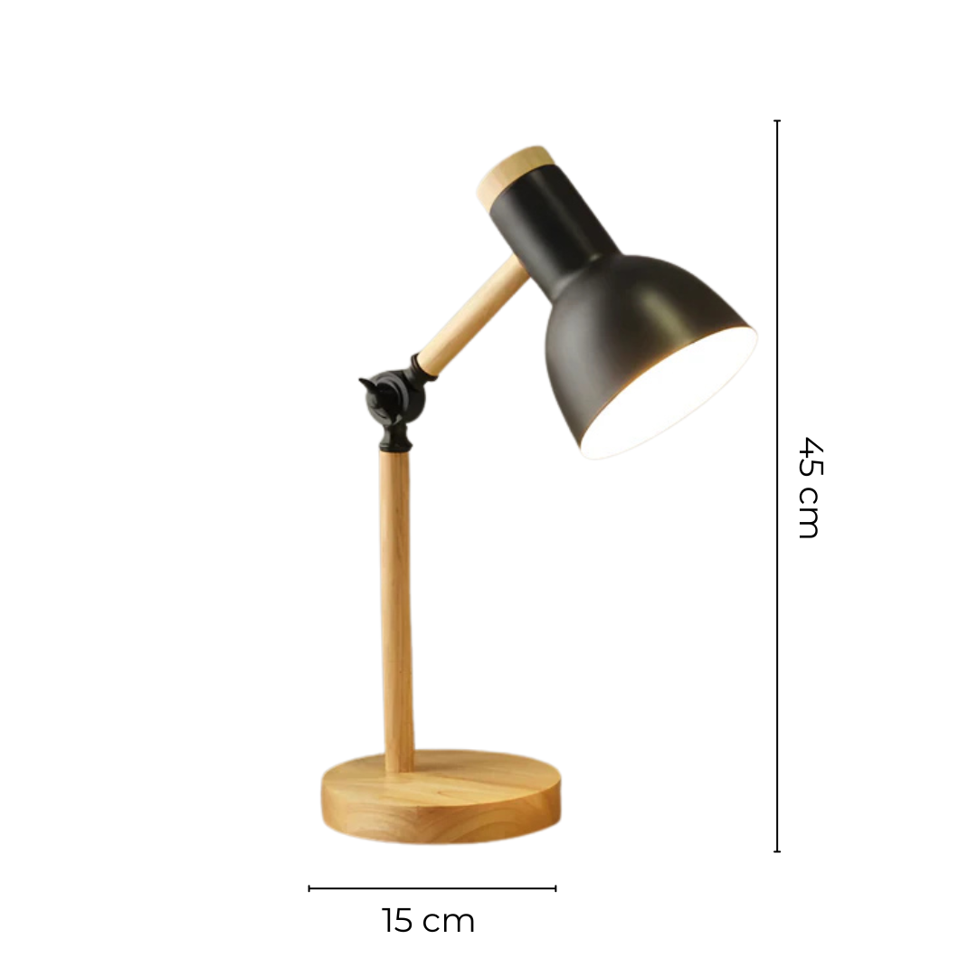 Odette | Candeeiro de Mesa Ajustável | Madeira e Metal, Braço Articulado | E27 LED