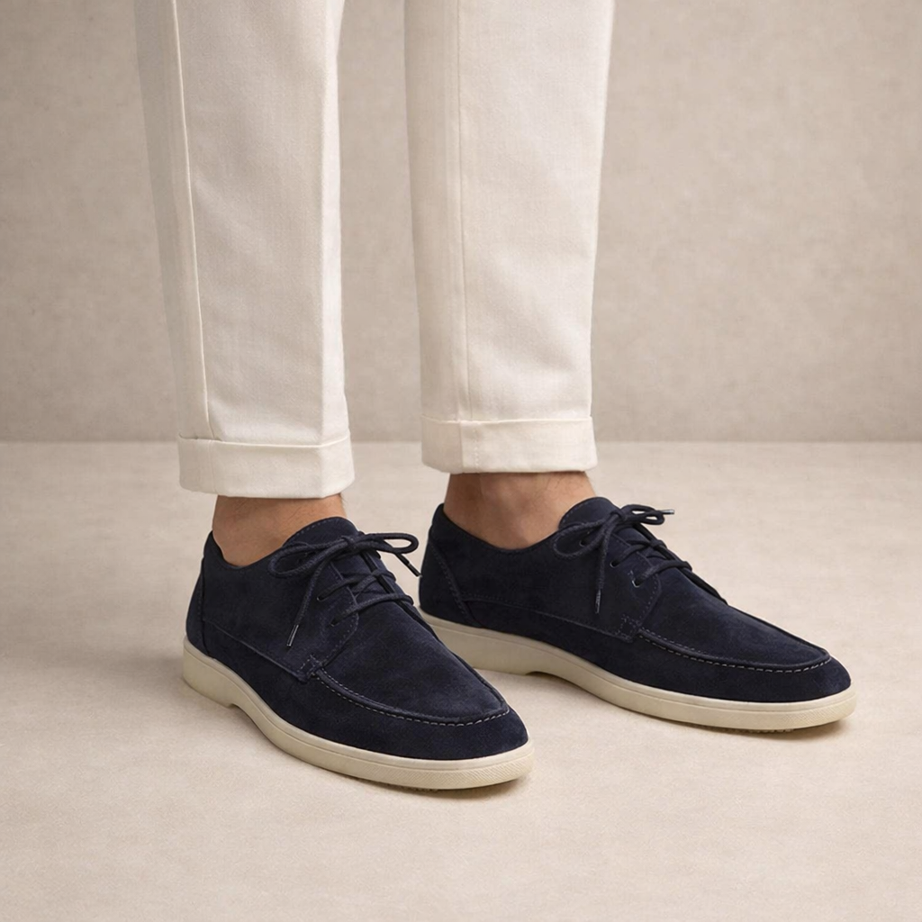 Homem Sapatos Loafer com Atacadores Moc Toe Salto Baixo