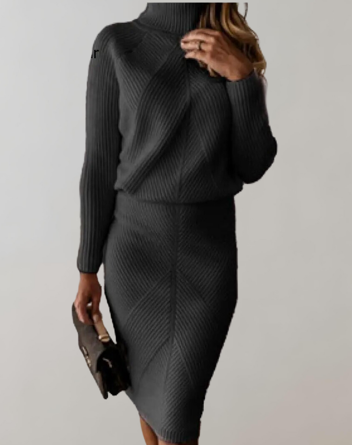 Cassia | Mulher Conjunto Tricot Gola Alta Saia Slim