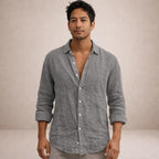 Luna | Homem Camisa de Linho Casual Manga Longa