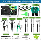 Inez | Kit de Cuidados Bonsai 24 Peças | Aço Carbono, Bolsa | Tesouras, Arames