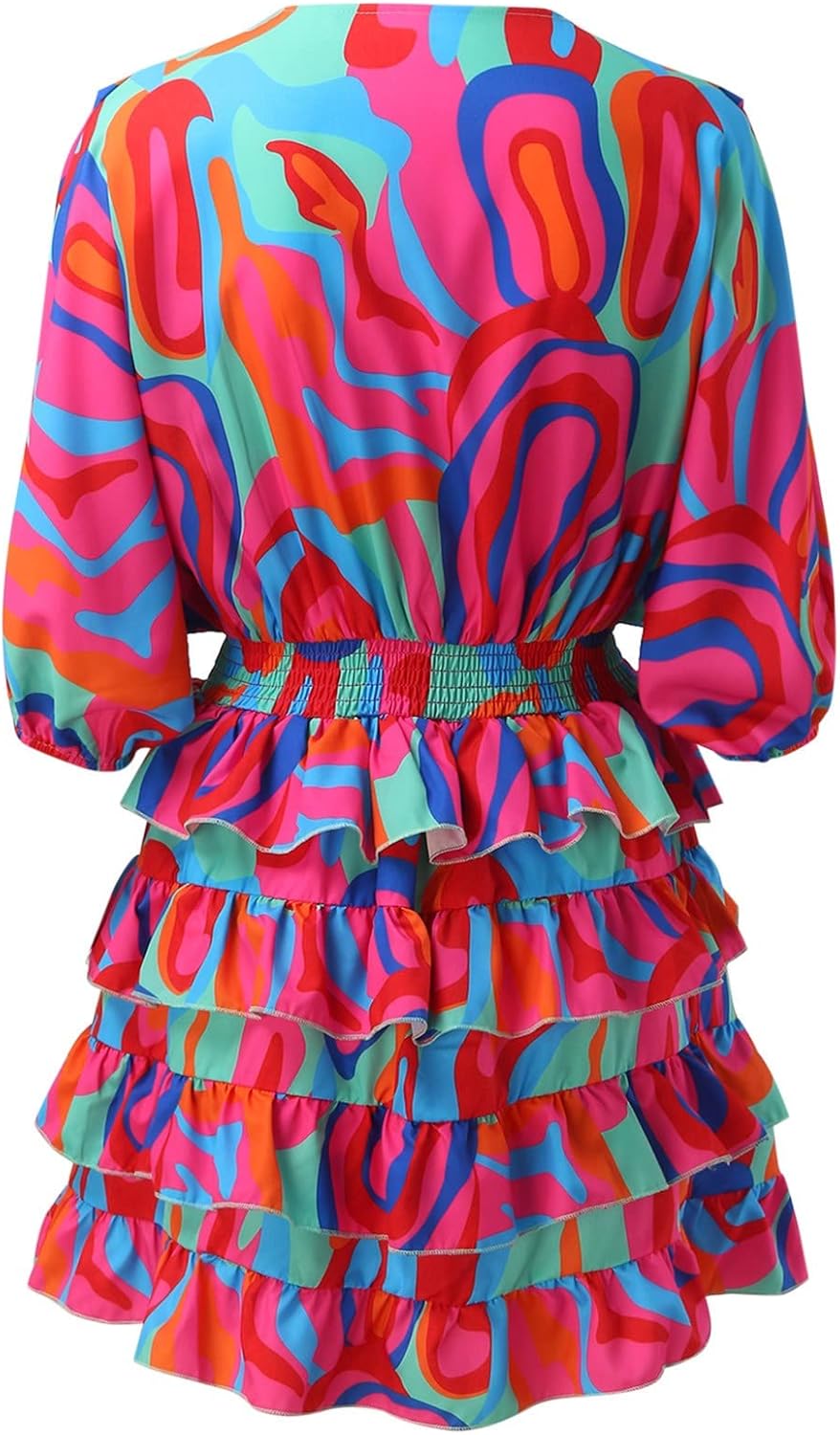 Vestido Feminino Midi Evasê Decote V Franzido
