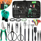 Inez | Kit de Cuidados Bonsai 24 Peças | Aço Carbono, Bolsa | Tesouras, Arames