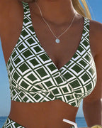 Bikini Feminino Xadrez Sem Aro Calcinha Alta