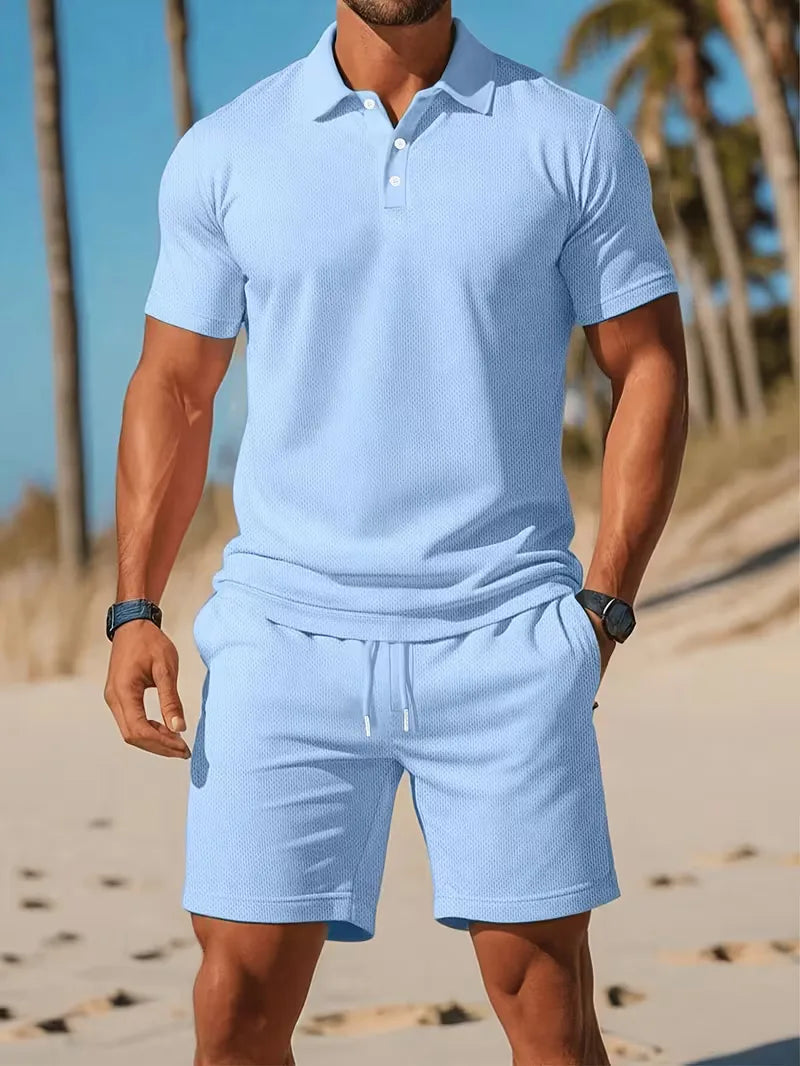Conjunto de Shorts para Homem | Polo e Calção | Poliéster