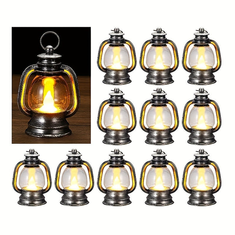 Alba | Lanternas LED Vintage de Natal | 12 Peças, Luz Tremeluzente | Decoração Festiva