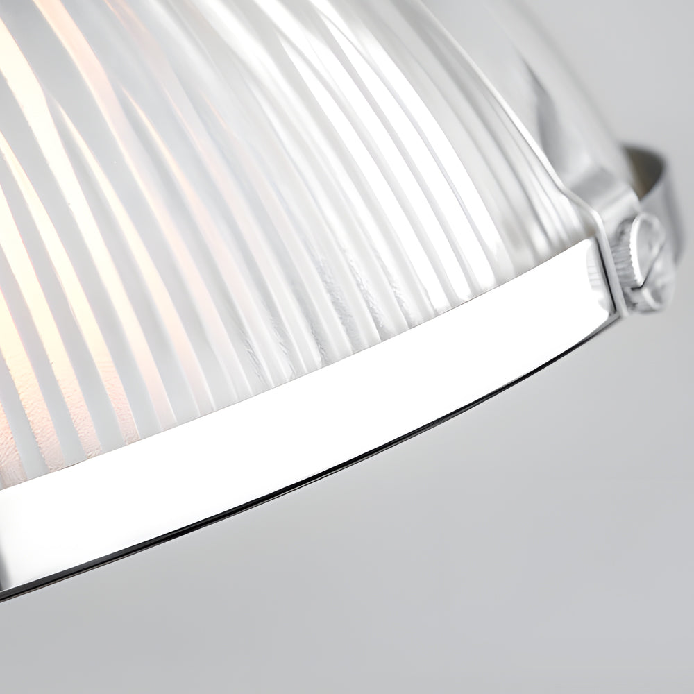Zara | Candeeiro Pendente Retro | Vidro Riscado, 1 Luz, 40W | Cromo e Bronze