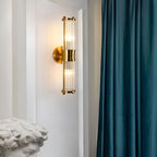 Iris | Candeeiro de Parede Moderno | Vidro Cilíndrico, 1 ou 2 Luzes | Cromado e Dourado