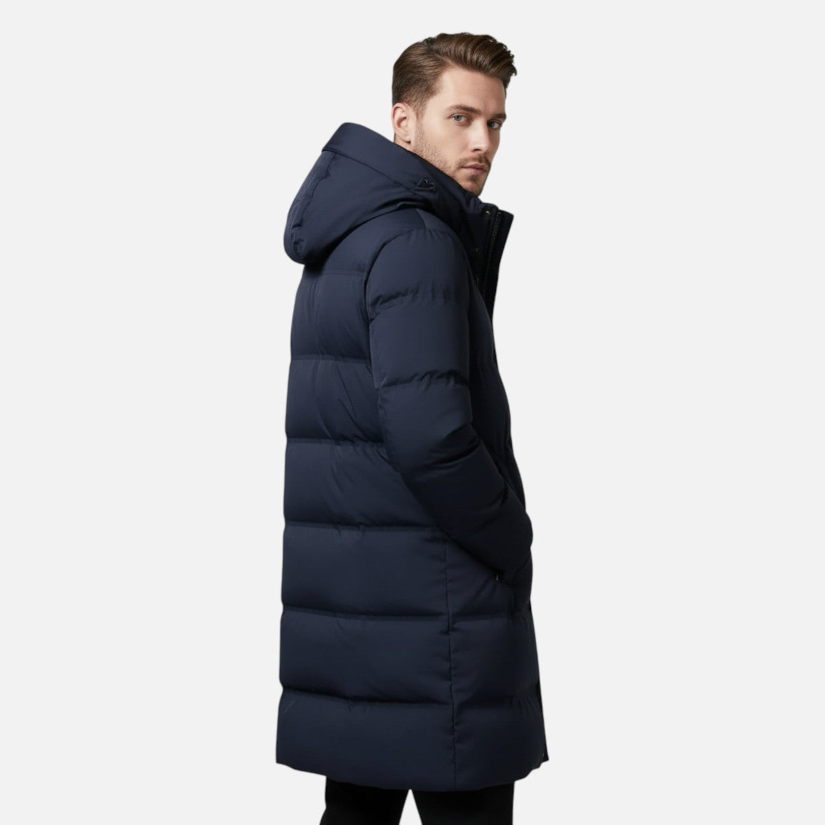 Nova | Homem Parka Acolchoada Longa com Capuz