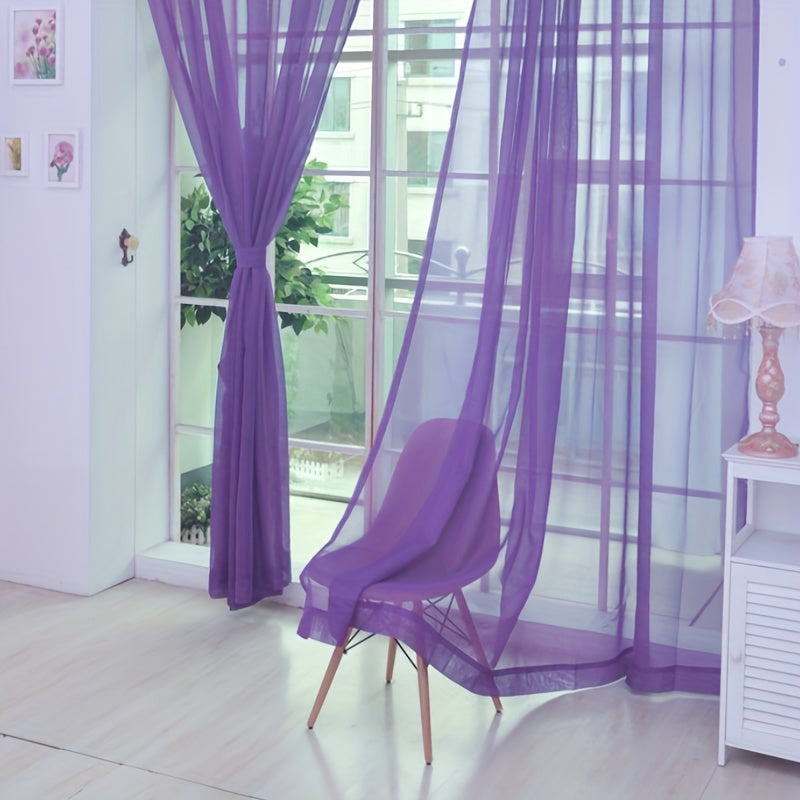 Odette | Cortinas de Voile Floral | 200x100cm, Ilhós, Semitransparentes | 2 Peças