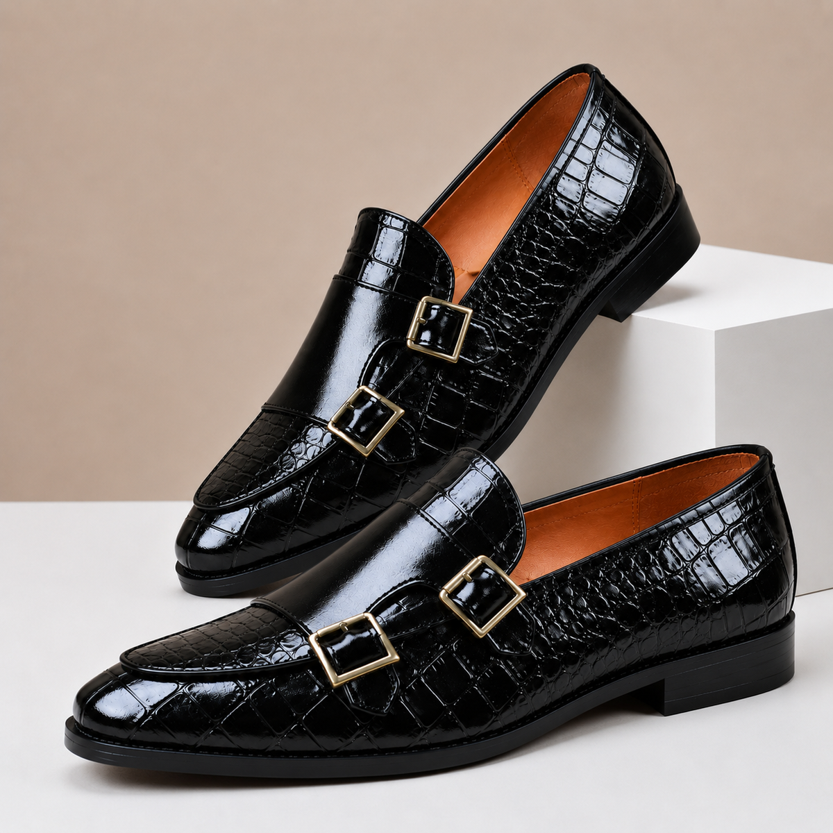 Kaia | Homem Mocassim Couro Double Monk Strap
