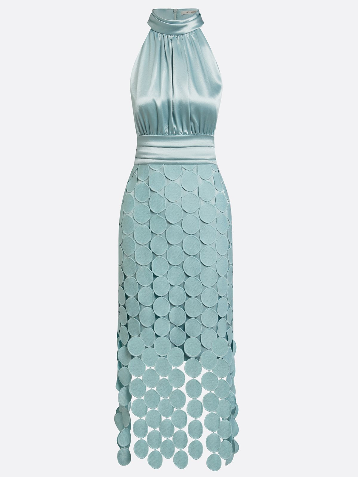 Posy | Vestido Midi Halter Cetim com Apliques