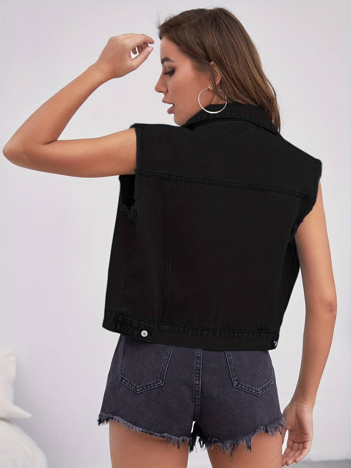 Maren | Mulher Colete Jeans com Bolsos Abas
