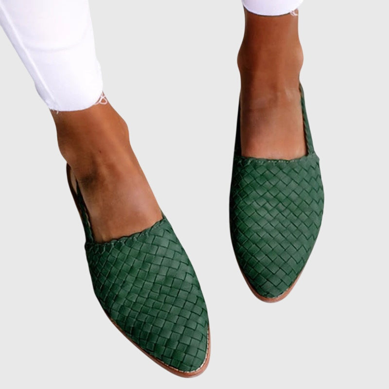 Seraphina | Sapatilhas Femininas Trançadas Slingback Bico Fino