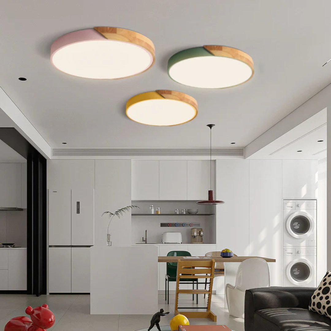 Candeeiro de Teto LED | Design Escandinavo, Madeira Natural | Dahlia