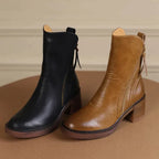 Cora | Mulher Couro Bota Ankle Salto Bloco