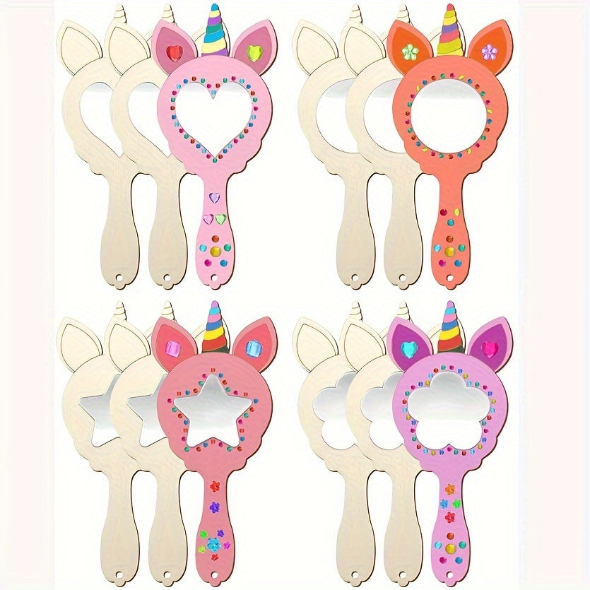 Kaia | Espelhos de Madeira DIY Unicórnio | Decoração de Parede | 12 Peças, Temática Animal