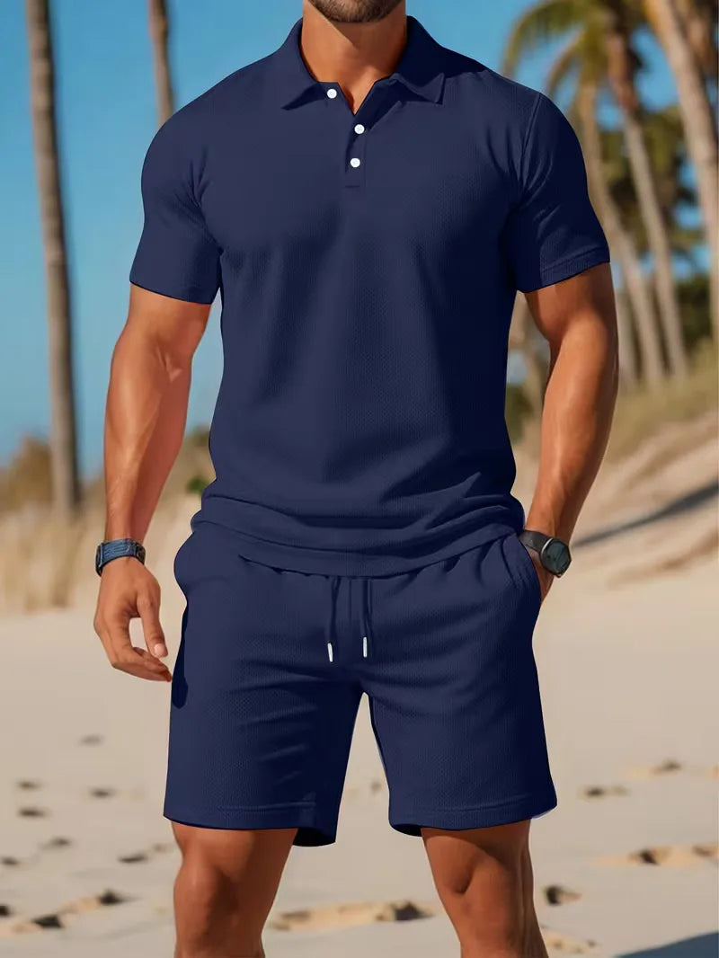 Conjunto de Shorts para Homem | Polo e Calção | Poliéster