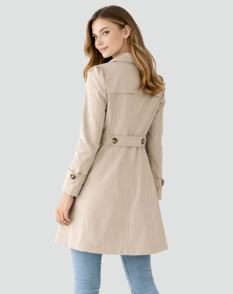 Gabardine Mulher Ajustada | Leve, Colarinho Clássico | Primavera