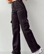 Nora | Calças Cargo Jeans Femininas Multibolsos