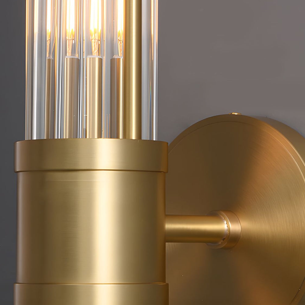Iris | Candeeiro de Parede Moderno | Vidro Cilíndrico, 1 ou 2 Luzes | Cromado e Dourado